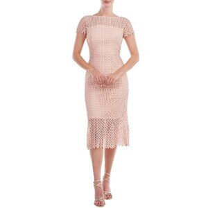 NWT Kay Unger New York Size 10 Lace Overlay Dress Blush Pink Polyester Blend